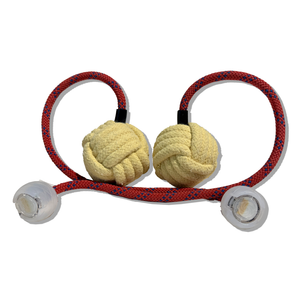 Monkey Fist Fire Poi (Red Semi-Static Kevlar Rope)