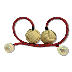 Monkey Fist Fire Poi (Red Semi-Static Kevlar Rope)